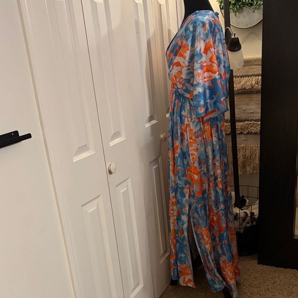TCEC Blue and Orange Floral Maxi Dress - Picture 3 of 9